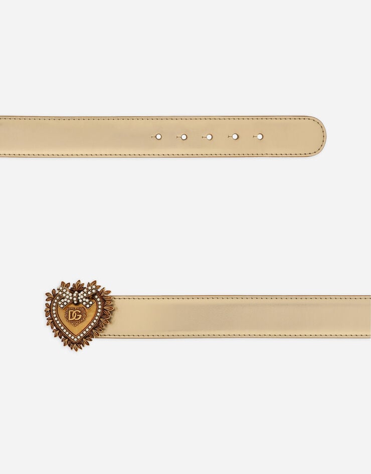 Dolce & Gabbana DEVOTION ベルト ラミネートカーフスキン ゴールド BE1315AK870