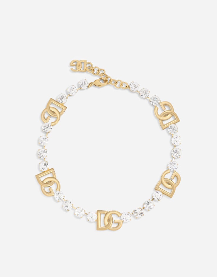 Dolce & Gabbana Колье из стразов с логотипом DG золотой WNO4S7W1111