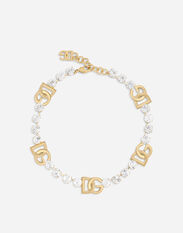 Dolce&Gabbana Rhinestone necklace with DG logo Gold WBP6L2W1111