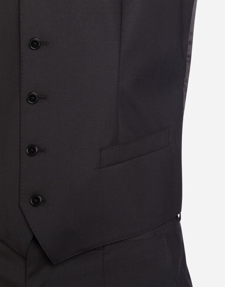 Five button vest in wool in BLACK for for Men Dolce Gabbana