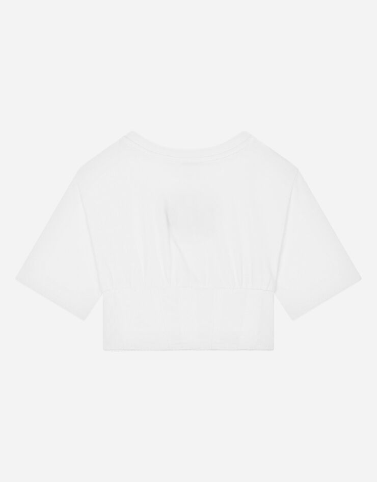 Dolce & Gabbana T-Shirt aus Jersey mit Korsett-Details Weiss L5JTLCG7JL3