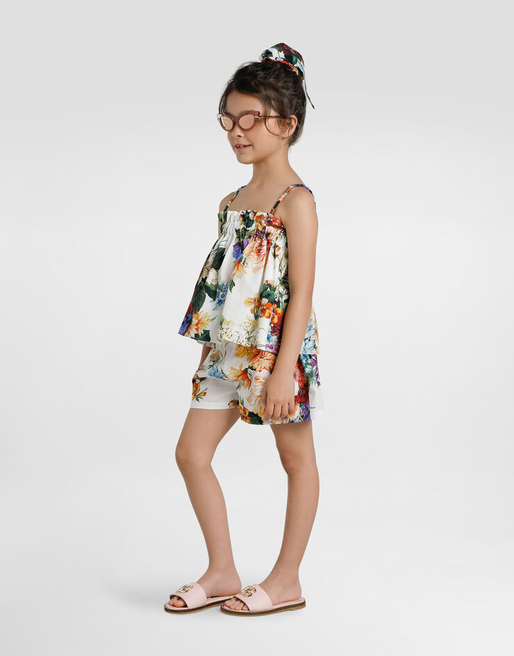 Dolce & Gabbana طقم شورت وتوب بوبلين بطبعة زهور مطبعة L51U10HS5TV