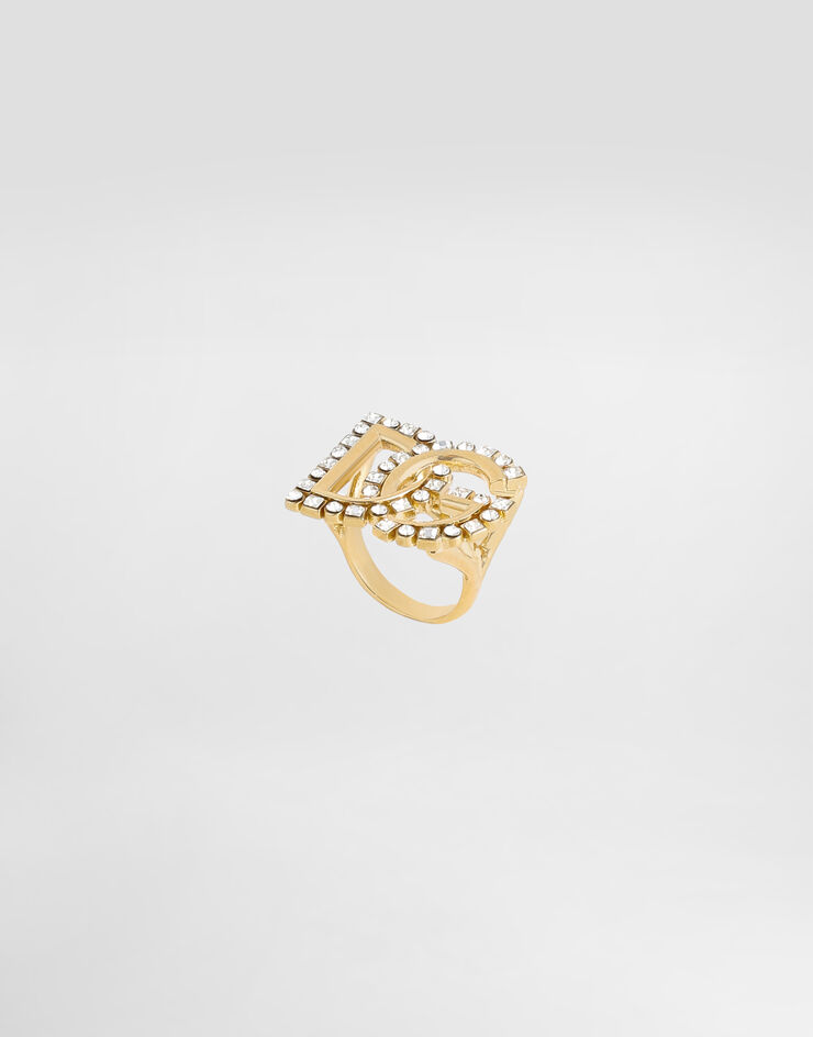 Dolce & Gabbana Ring with rhinestone-detailed DG logo Gold WRR2L1W1111