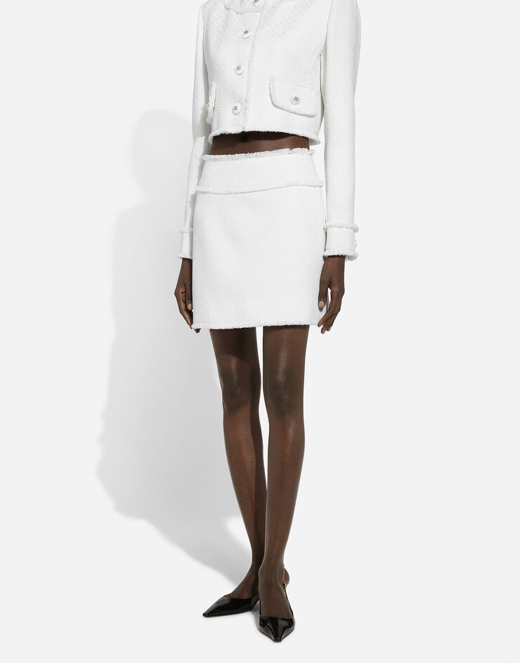 Dolce & Gabbana Minifalda de tweed raschel Blanco F4CR5THUMUA