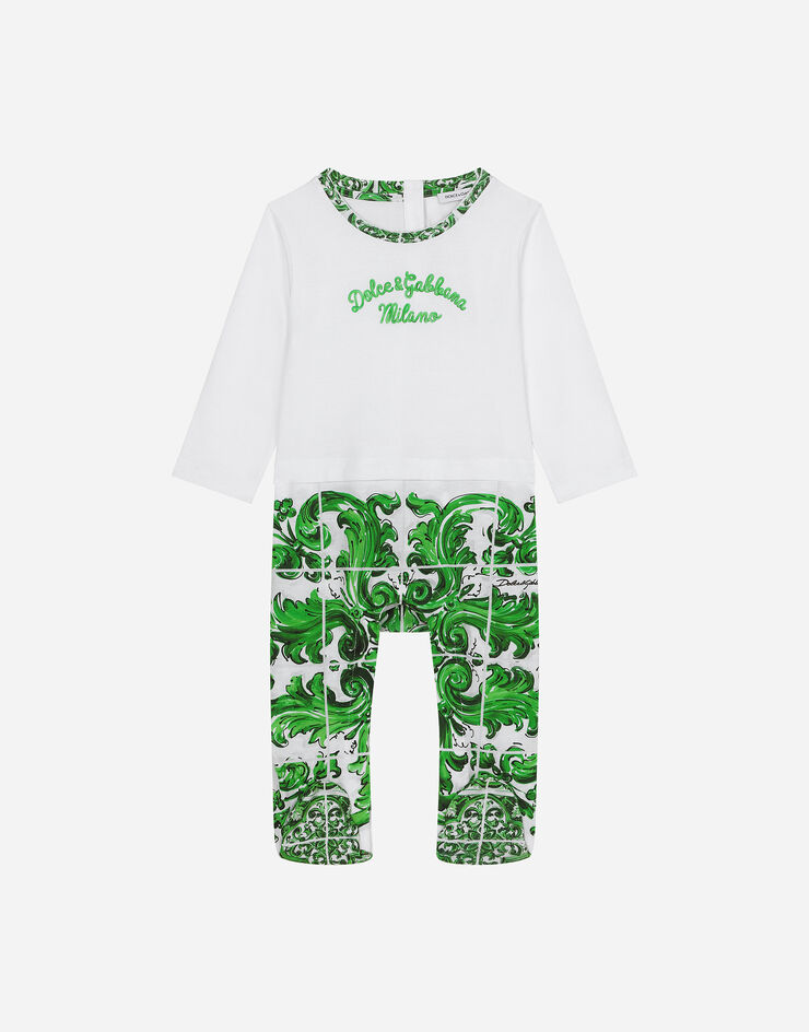 Dolce & Gabbana Set de regalo de 3 piezas de punto con estampado Maiolica verde Imprima L1JO6HG7NVE