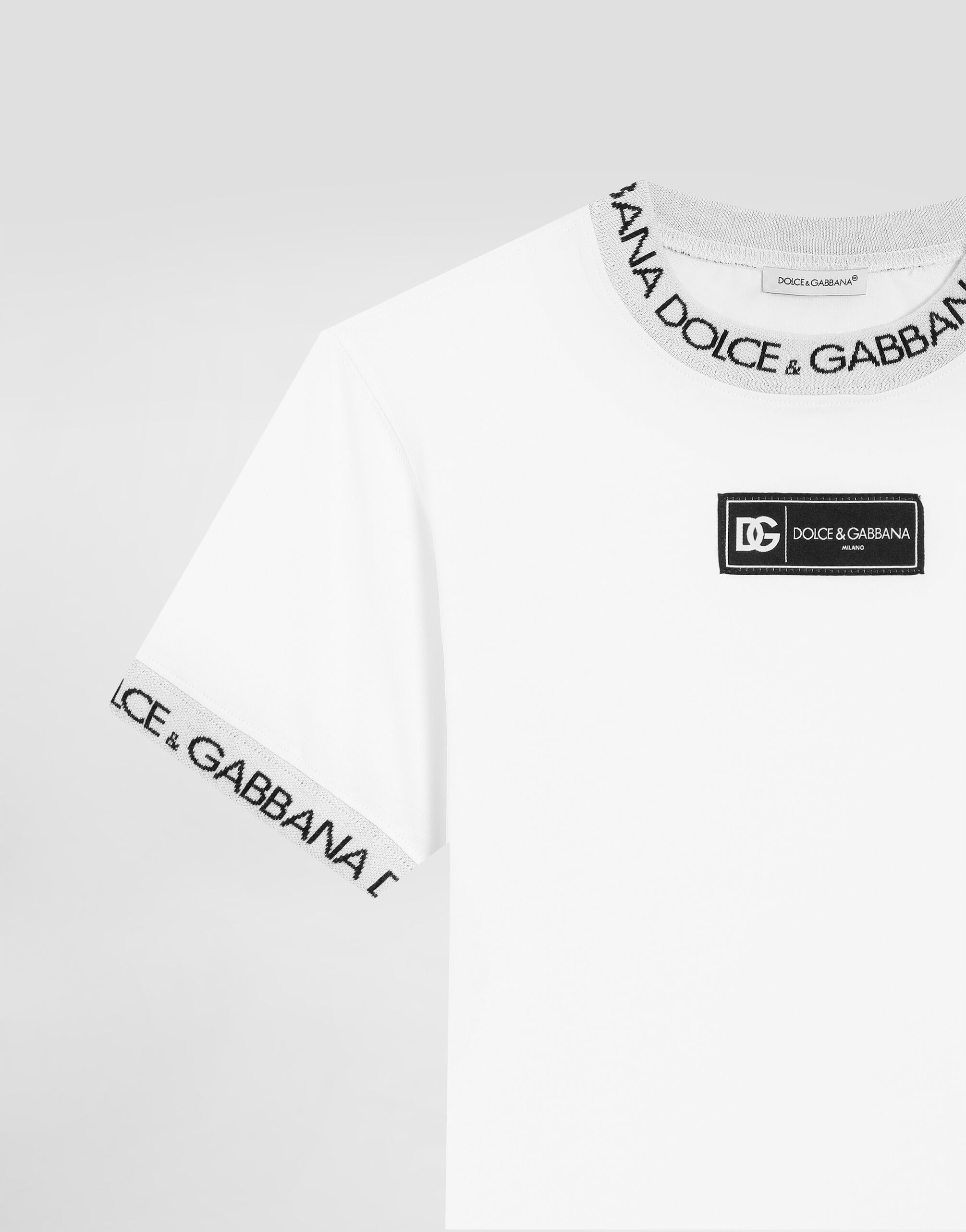 Jersey T-shirt with logo label in White for Boys | Dolce&Gabbana® US