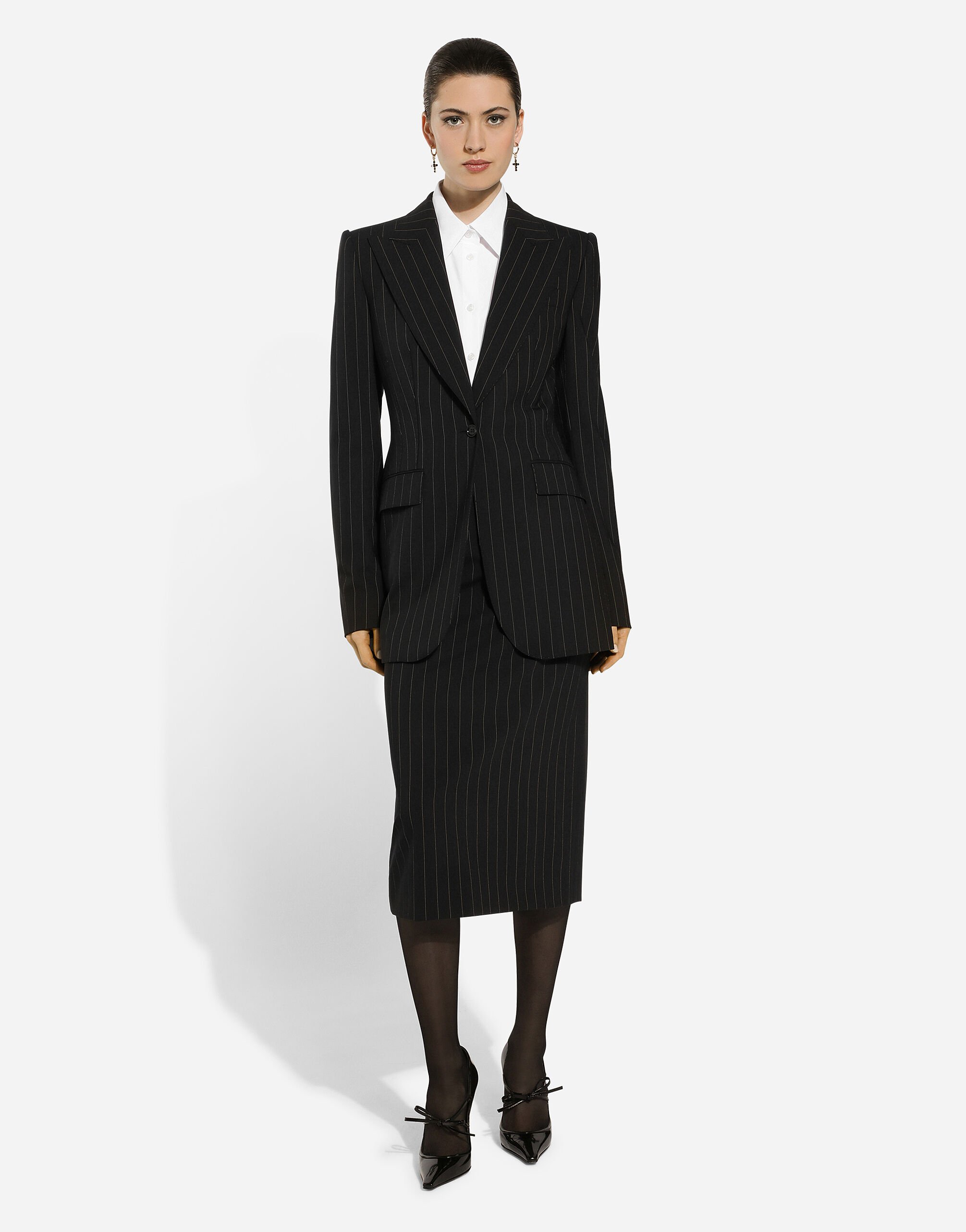 【DOLCE&GABBANA】ピンストライプウールターリントンブレザー マルチカラーのウィメンズ TURLINGTON ピンストライプウール