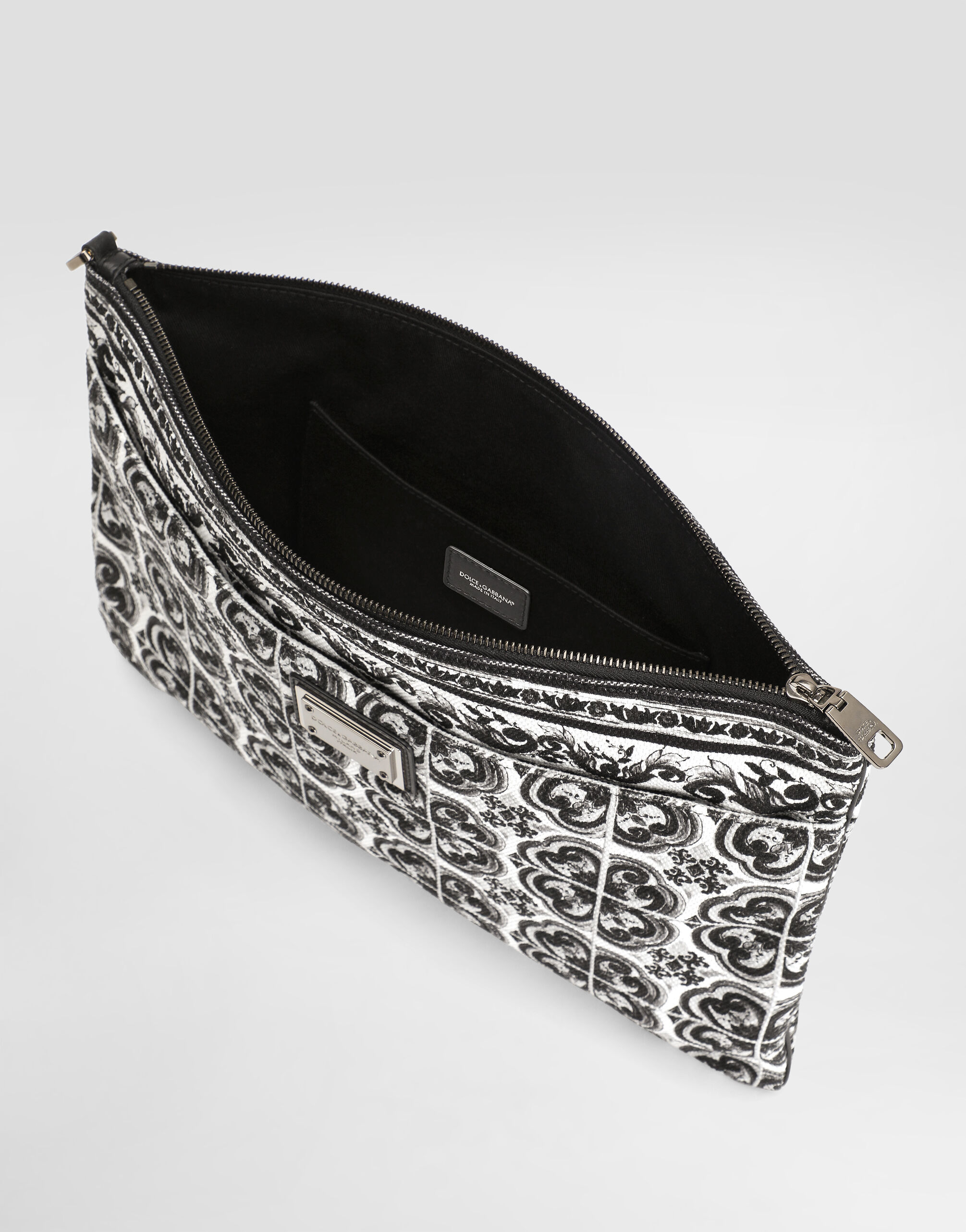 Majolica-print canvas clutch bag in Multicolor for Men