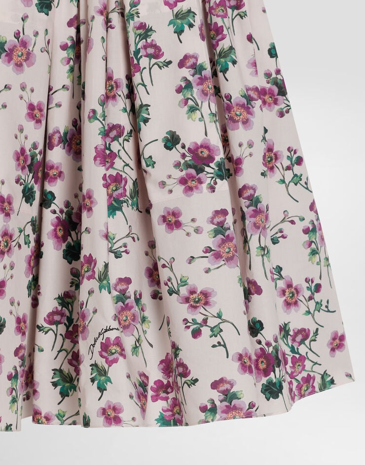 Dolce & Gabbana Violets-print poplin dress Print L54DJ7HS5TX