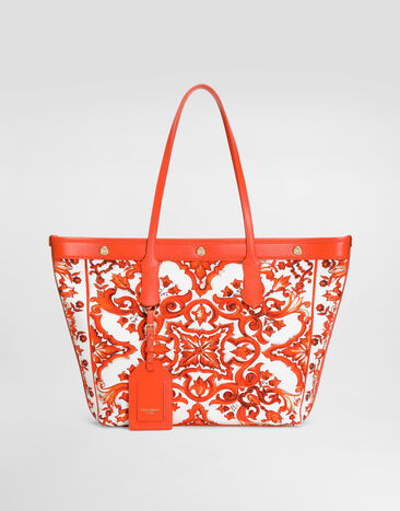 Dolce & Gabbana Atene shopping bag in majolica-print canvas Multicolor BB7826AN220