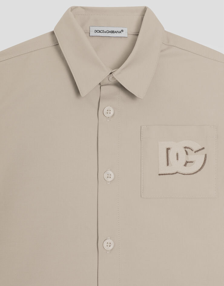 Dolce & Gabbana Gabardine shirt with DG logo Beige L14S36HUMRB