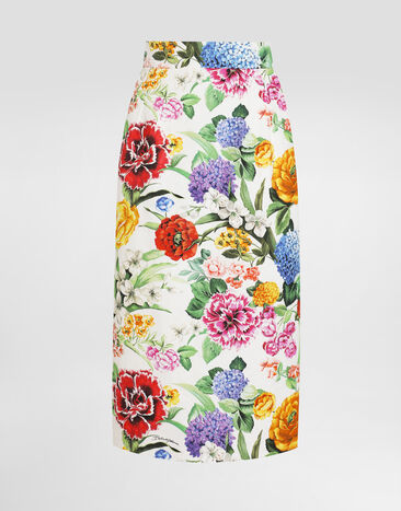 Dolce & Gabbana Floral-print cotton jacquard calf-length skirt Print F4C15TFSFOA