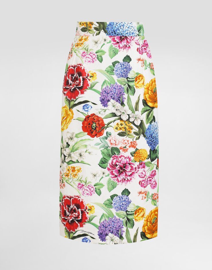 Dolce & Gabbana Floral-print cotton jacquard calf-length skirt Print F4C15TFSFOA