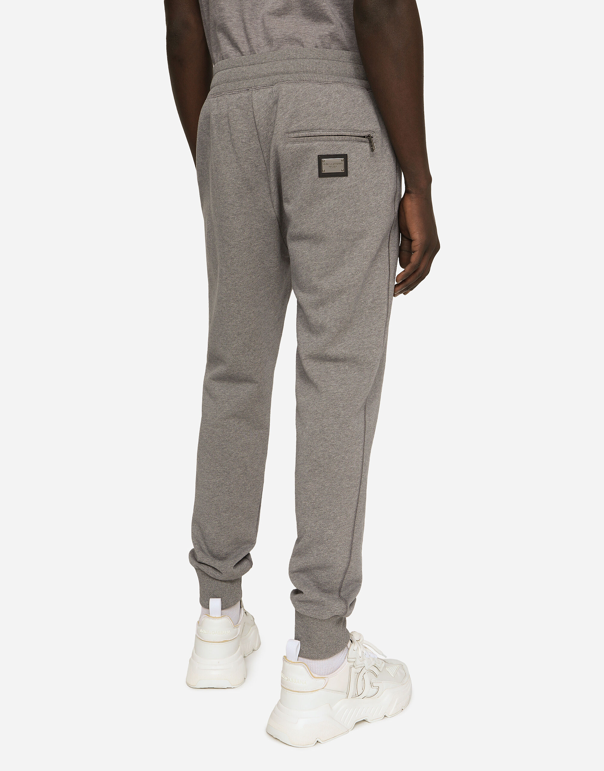 Jersey jogging pants with branded tag - thumbnail 4