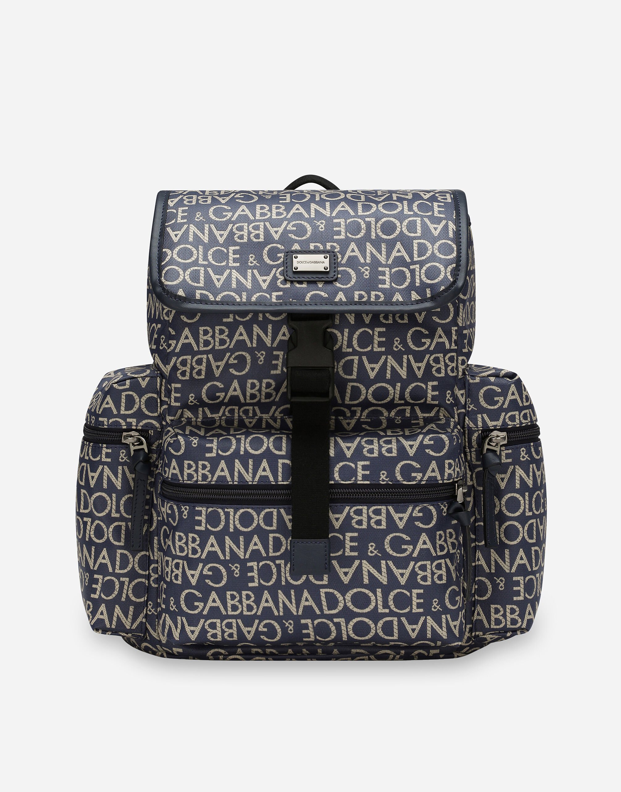 Dolce & Gabbana Coated jacquard backpack Blue EC0076AS012