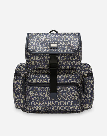 Dolce & Gabbana Coated jacquard backpack Blue EM0100AJ705