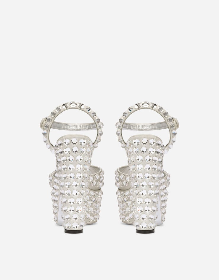 Dolce & Gabbana Satin platforms with fusible rhinestones Silver CZ0290AD955