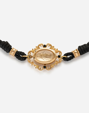 Dolce & Gabbana Sicily fabric bracelet with 18-karat yellow gold pendant Gold WBLD3GWDBYE