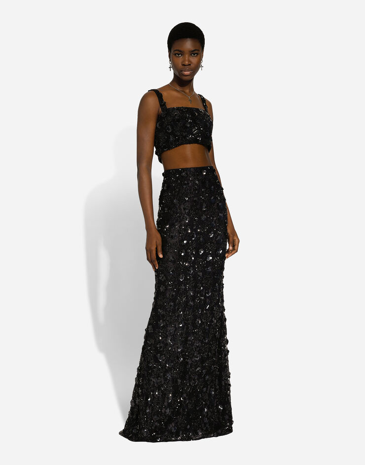Dolce & Gabbana Bralette-Top mit Paillettenstickerei Schwarz F79AATILMA0