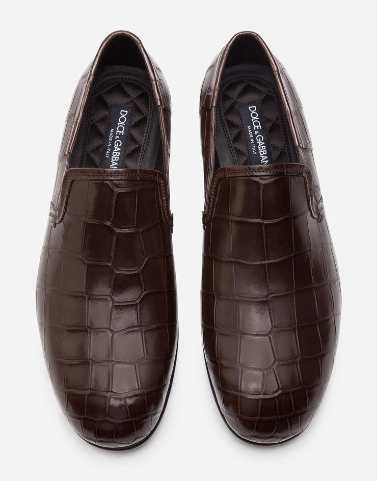Dolce & Gabbana Crocodile nappa slip-on shoes Brown A50216A2354