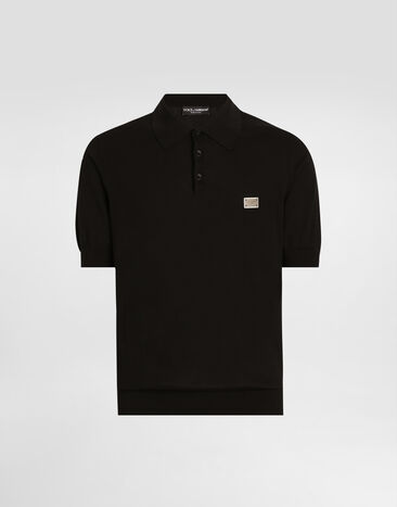 Dolce & Gabbana Polo de algodón con placa con logotipo Negro GXZ02TJBCE9