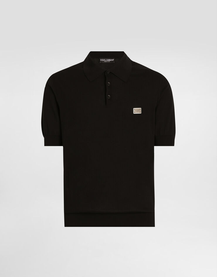 Dolce & Gabbana Polo de algodón con placa con logotipo Negro GXZ02TJBCE9