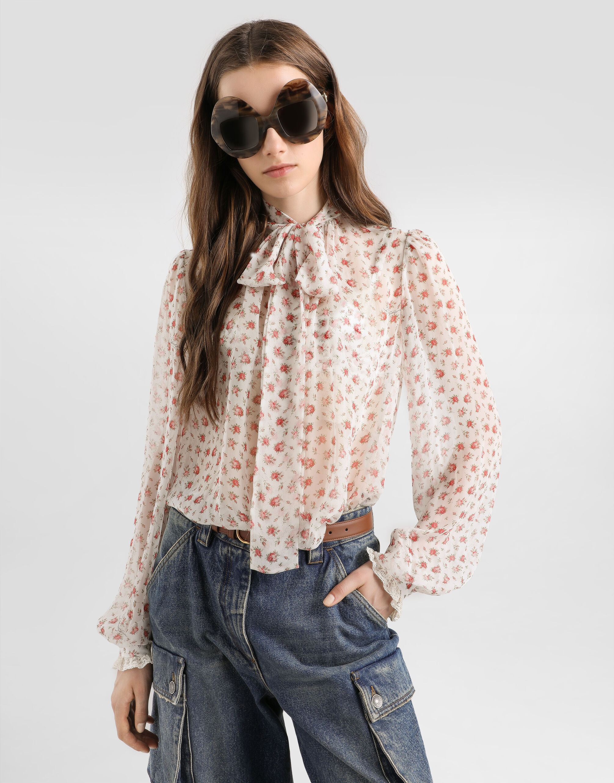 Small rose-print chiffon top - thumbnail 4