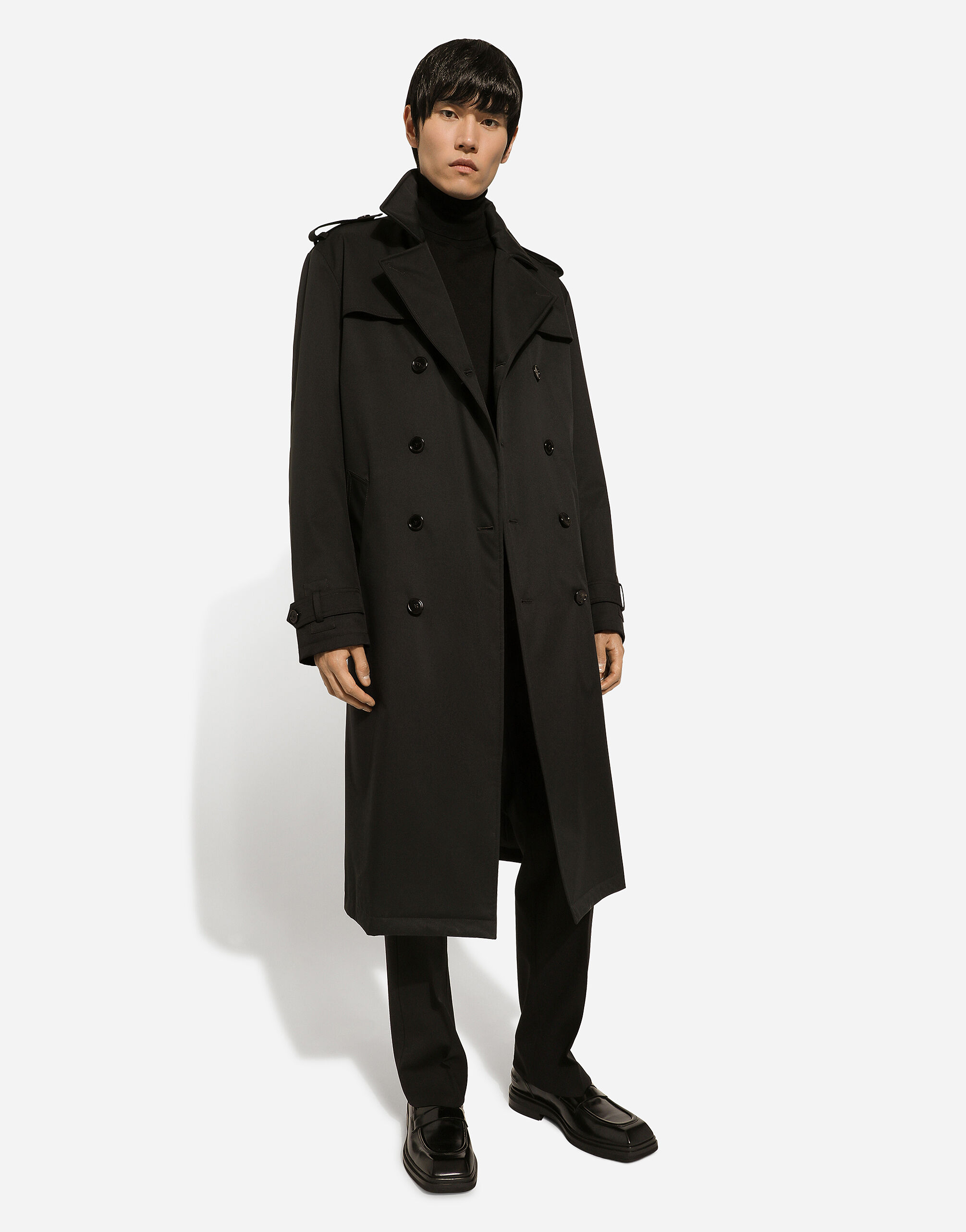Nylon double breasted trench coat in Black for Men Dolce Gabbana