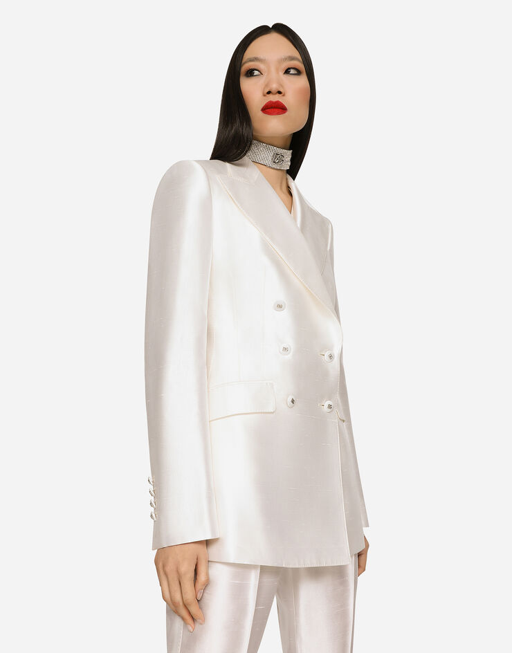 Dolce & Gabbana Chaqueta cruzada Turlington de shantung Blanco F29QFTFU1L5