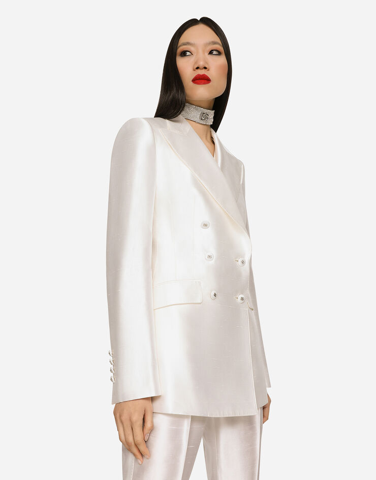 Dolce & Gabbana Double-breasted shantung Turlington blazer White F29QFTFU1L5
