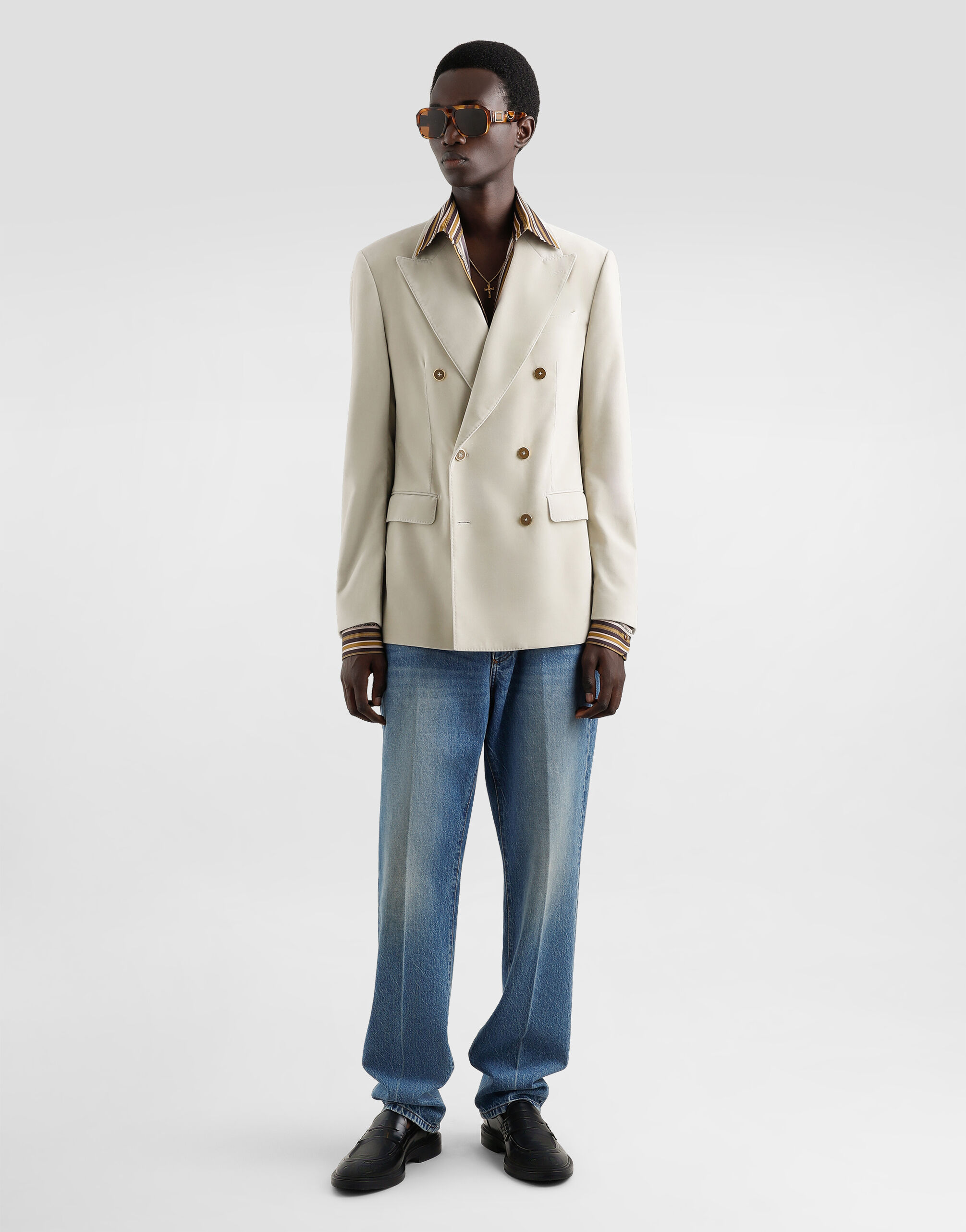 Double breasted velvet jacket in Beige for Men Dolce Gabbana