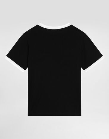 Dolce & Gabbana Jerseyt-shirt with Dolce&Gabbana print Black L4JTJCG7PJR
