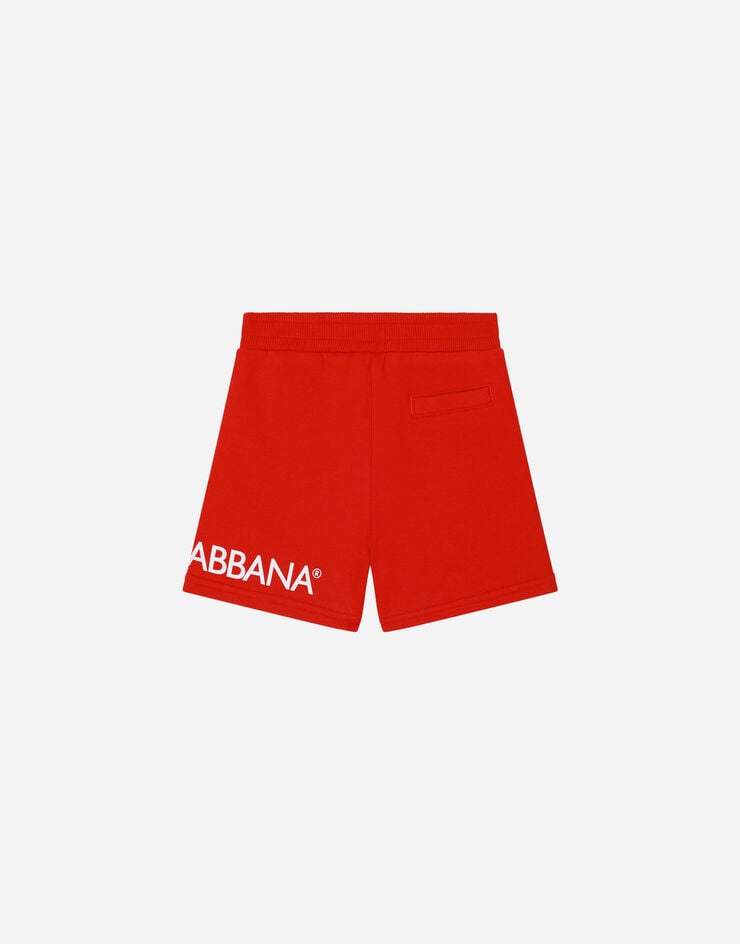 Dolce & Gabbana Bermuda jogging in jersey con stampa logo Rosso L1JQH5G7IXP