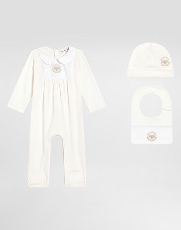 Dolce & Gabbana 3-piece gift set in interlock and jacquard with DG embroidery White L1JOBAG7PFN