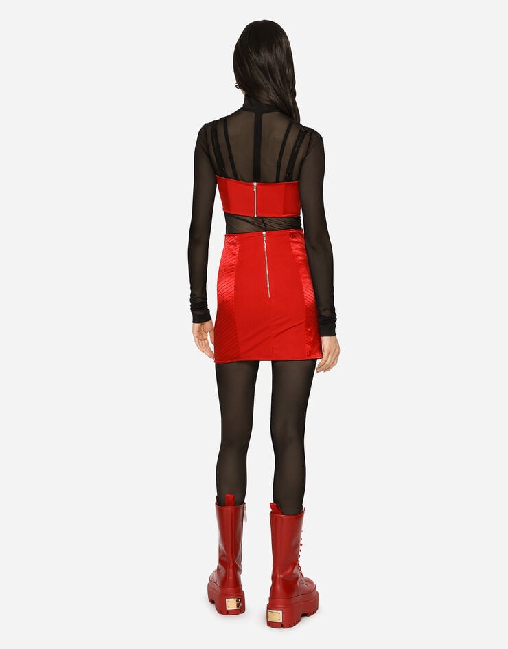 Dolce & Gabbana Minifalda de raso con corchetes Rojo F4CLDTFURAD