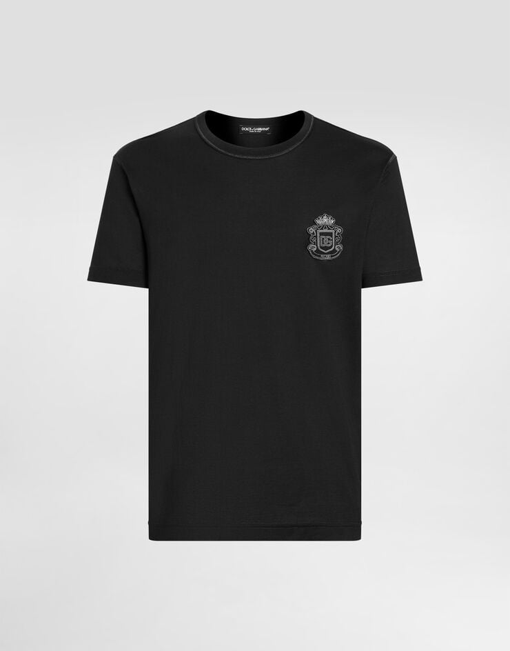 Dolce & Gabbana T-shirt with heraldic patch Blue G8PT1ZG7PZU