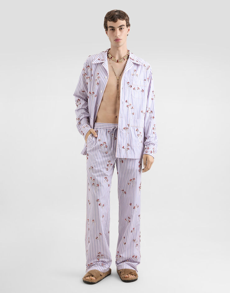 Dolce & Gabbana Cotton and silk vanity shirt with embroidery Multicolor G5OI2ZGK192