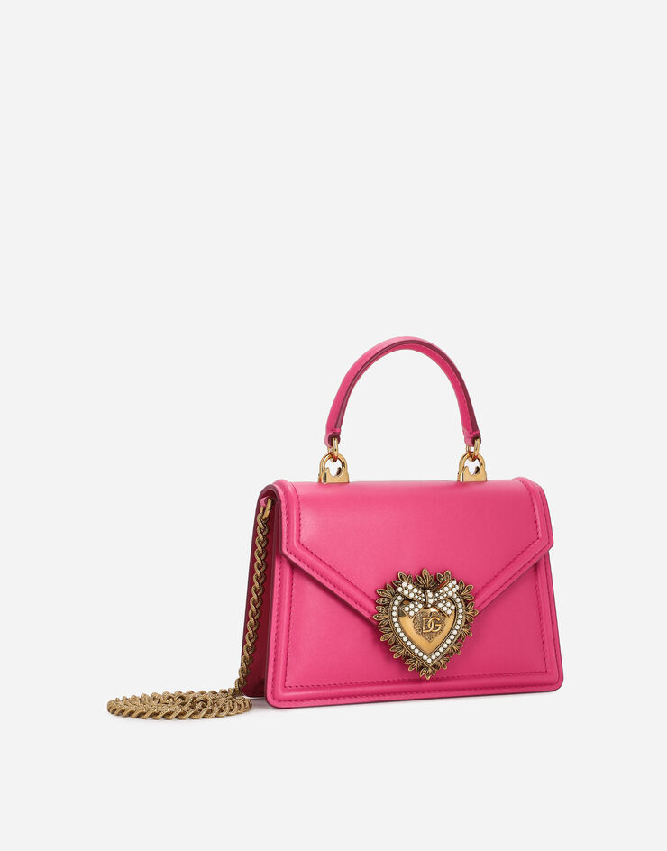 Dolce & Gabbana Bolso Devotion pequeño en piel de becerro Rosa BB6711AV893