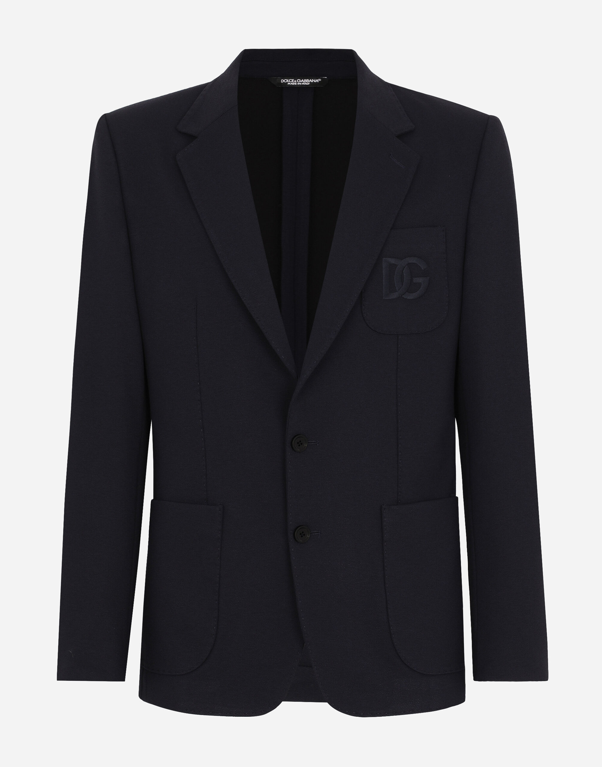 Dolce & Gabbana Single-breasted stretch jersey jacket Blue G5LN3DG8KF1