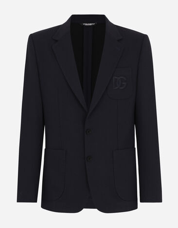 Dolce & Gabbana Chaqueta de botonadura sencilla en punto elástico Negro GKAHMTFUTBT