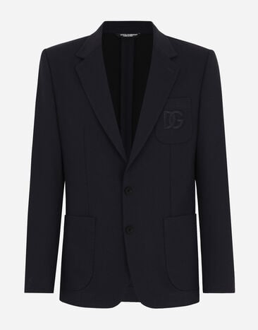 Dolce & Gabbana Einreihige Jacke aus Stretchjersey Grau G2NW1TFU4LB