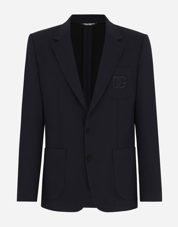 Dolce & Gabbana 弹力平纹针织单排扣夹克 蓝 G2PT9ZFUGLI