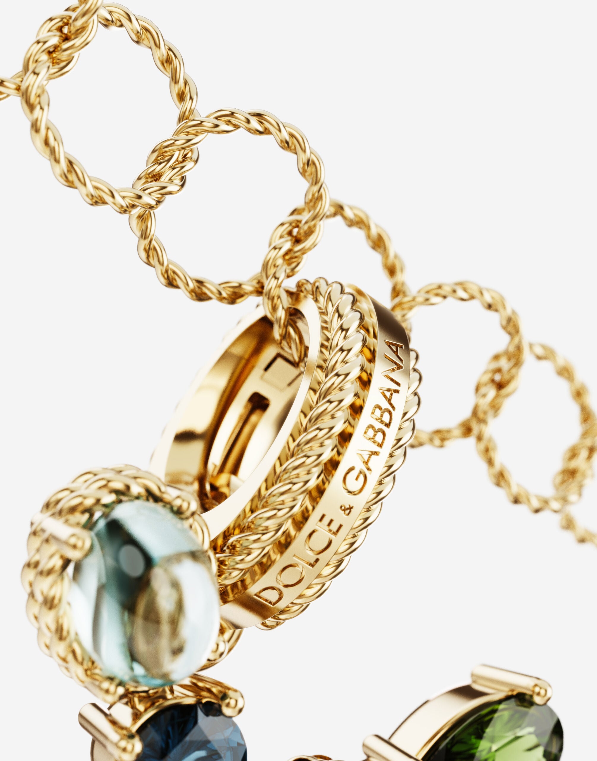 Alphabet X charm in 18-karat yellow gold and multicolored