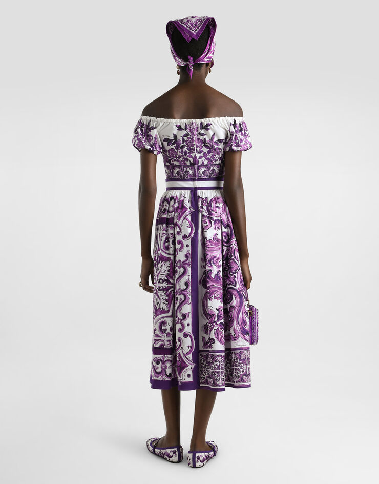 Dolce & Gabbana Gonna a pieghe stampa maiolica Multicolore F4CULTFI5JG