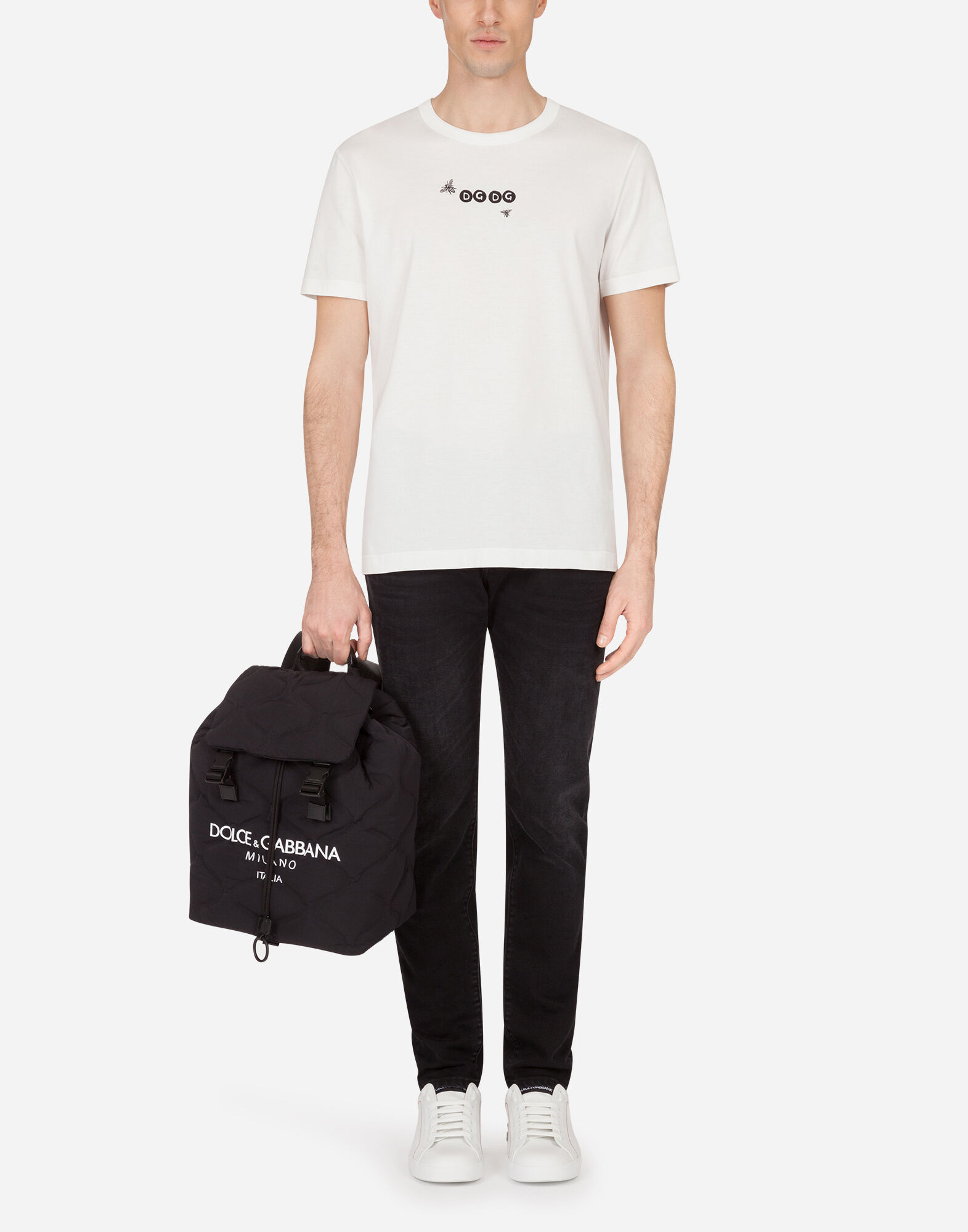 【Dolce&Gabbana】プリント入りコットンTシャツ Tシャツ コットン DGプリント