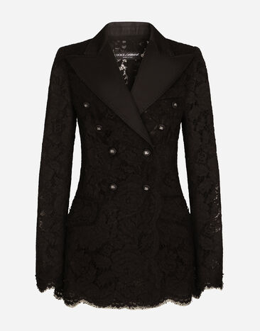 Dolce & Gabbana Branded stretch lace Turlington blazer Black F290XTFU28D
