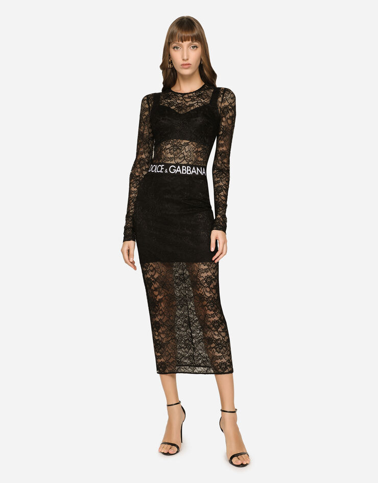 Dolce & Gabbana Lace midi skirt Black F4CHZTFLRFE