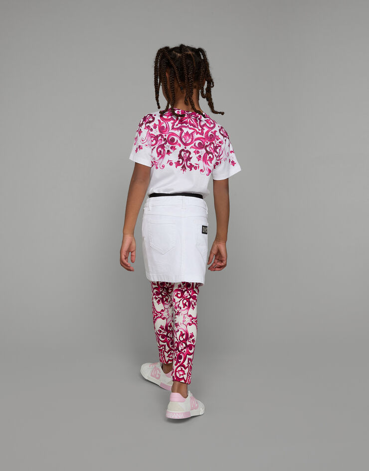 Dolce&Gabbana T-shirt in jersey stampa maiolica Multicolor L5JTJKG7E9Q