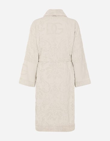 Dolce & Gabbana Bathrobe in Terry Cotton Jacquard Multicolor TCF009TCAGM