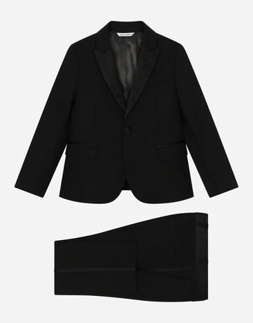 Dolce & Gabbana بدلة توكسيدو بصف أزرار واحد من صوف مرن أسود EB0003AB000